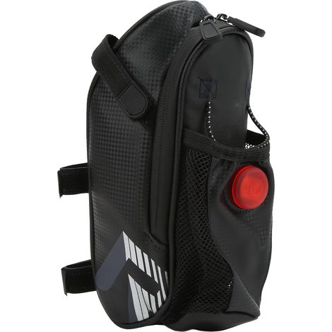 Sacoche de selle étanche IP44 avec lumière arrière LED et poche pour bouteille d'eau (1/5)