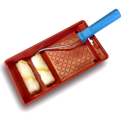 Ensemble Bac à peinture Kit anti gouttes 1 monture 2 pattes de lapin polyamide ou velours Largeur 100 mm - Quantité x 1 - Rouleau polyamide + bac