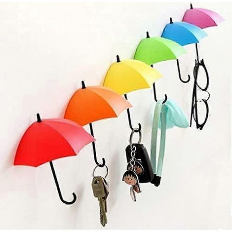 Organisateur mural décoratif à 6 crochets pour clés et parapluies (1/5)