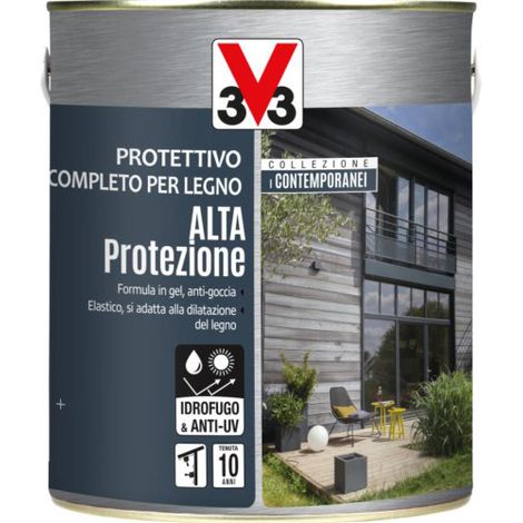 V33 Protettivo Completo Legno Alta Protezione Esterno Interno Persiane Finestre - Colore: Grafite - Formato: 2,5 Lt