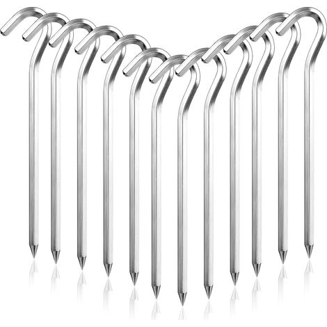 12 Pièces Piquet de Tente, 18cm/7" Sardines de Fixation de Tente, Sardines Tente Camping Alu, Accessoires Tente, Piquet Fixation Sol pour Le Camping, Le Jardinage et Les Tentes (1/5)