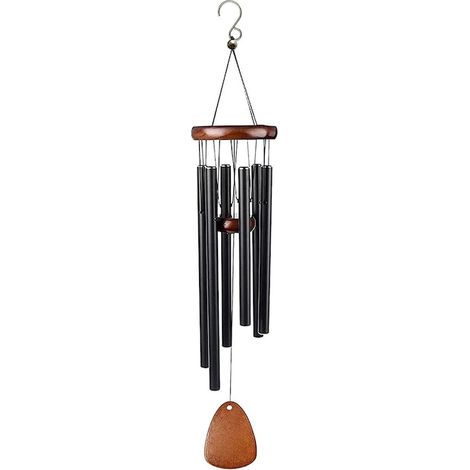 Carillon à vent en métal, 10 x 71 cm, noir et brun, sonorité douce, décoration de jardin et de terrasse, carillon mural (1/5)