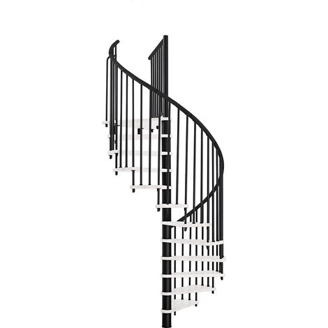 Minka Spindeltreppe Spiral Effect 38 - 305,5cm Geschosshöhe Weiß Schwarz 160cm Durchmesser