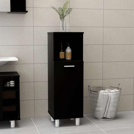 vidaXL Armario de baño madera contrachapada negro 30x30x95 cm (1/5)
