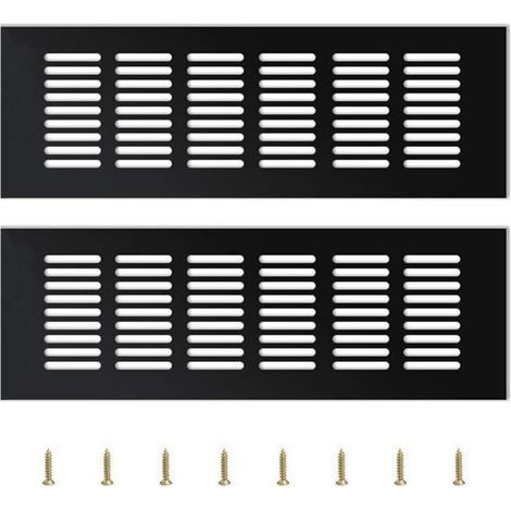 2 Pièces Grille d’Aération Extérieure en Aluminium Réglable Noir pour Ventilation Murale ou Fenêtre (1/4)