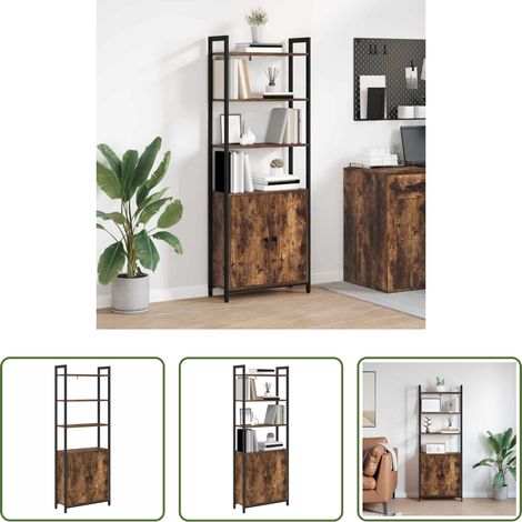 Rangement bureau - Bibliothèque Chêne fumé 60 x 24 x 161 cm Bois d'ingénierie (1/5)