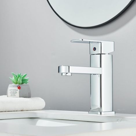Robinet Salle Bain, Mitigeur Lavabo avec L'eau Froide et Chaude Disponible, Robinet Lavabo avec Deux Tuyaux, pour Les Toilettes, La Salle de Bain (1/5)