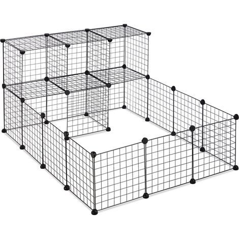 Recinto modular para animales pequeños 29 piezas interior exterior práctico 205 x 80 x 80 cm de metal blanco 130011233 (1/5)