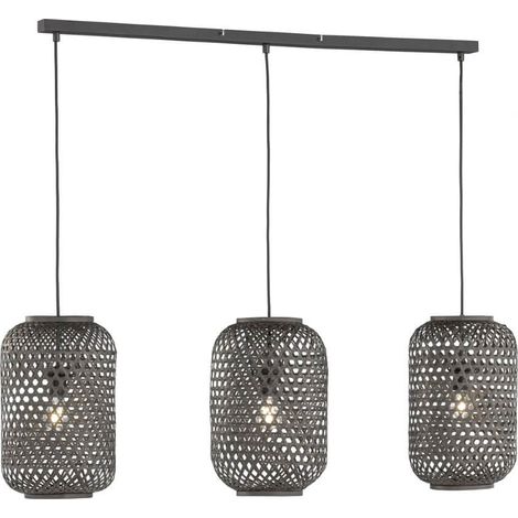 Lampe suspendue en rotin Calla noir - 860008