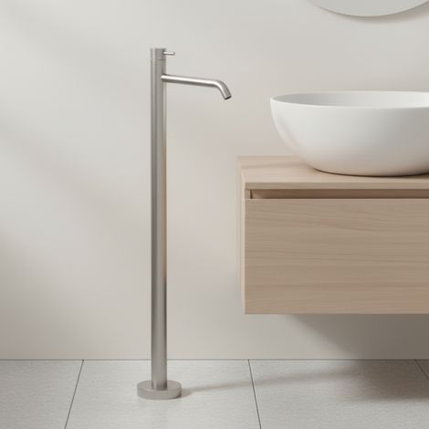 Miscelatore lavabo a pavimento Steel Looking Paffoni serie Jolly JLBOX031ST  Steel looking (1/5)