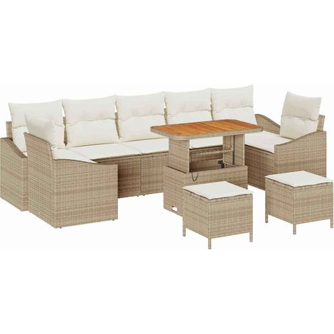 Maison Exclusive - Set Divano da Giardino con cuscino 10 pcs Beige Poly Rattan