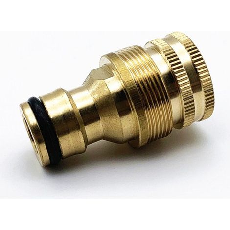 Raccord de tuyau d'arrosage en laiton 2 pièces, adaptateur de raccord de tuyau pour robinet cuisine jardin intérieur extérieur 2 en 1 robinet d'arrosage à visser (1/4)
