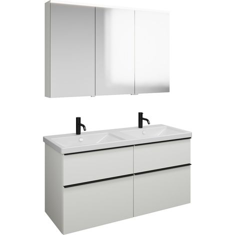 Set burgbad Eqio, composé d'une armoire de toilette à gauche,