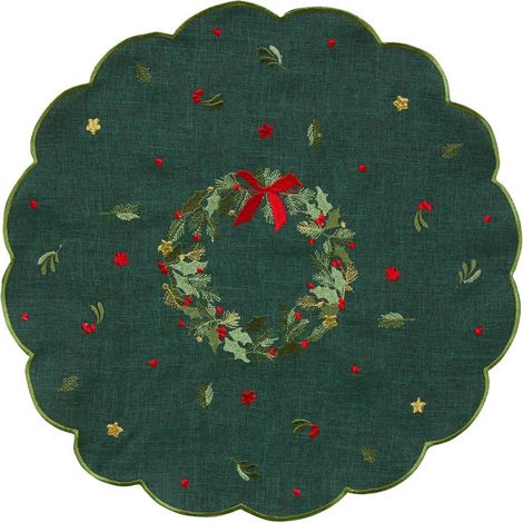 Set de table brodé Elma vert D. 38 cm - Feeric lights & christmas (1/2)