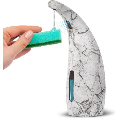 Distributeur de Savon Automatique 300ml Design Marbre Encre, Étanchéité IPX6 Sans Contact, Idéal pour Cuisine et Salle de Bain (1/4)