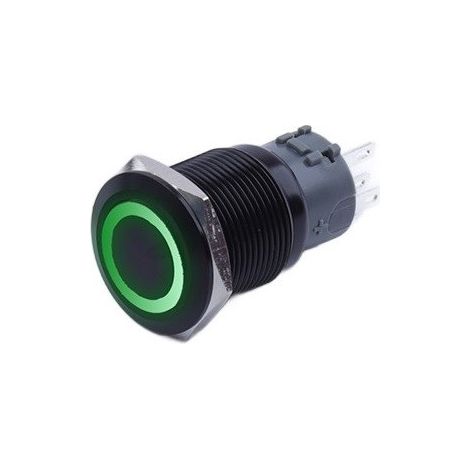 Pulsador monoestable negro antivandálico 250V 5A 19x38MM verde (1/4)