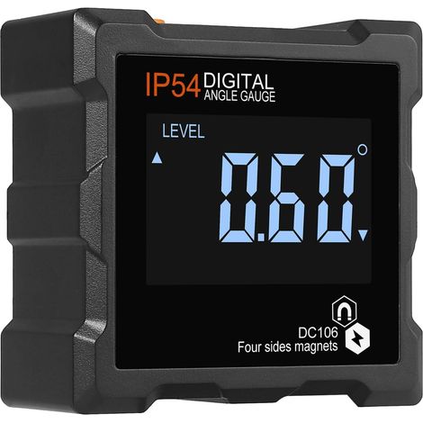 4 90 ° Inclinometre Digital Rapporteur d'Angle Numerique avec Fonction de Retournement Automatique IP54 Étanche Niveau Magnétique Numérique ° /% Grand Écran LCD avec Batterie Tournevis (1/5)