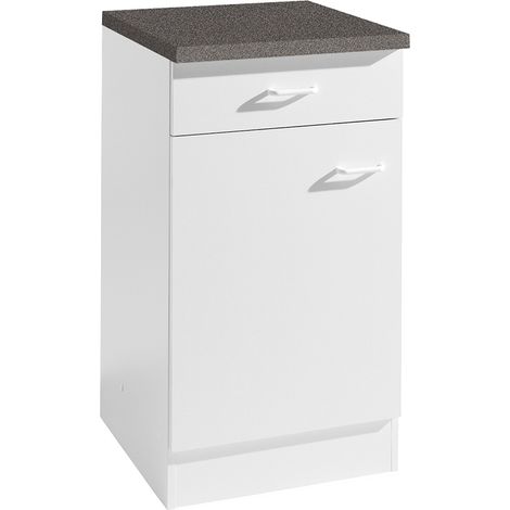 Küchen-Unterschrank 1-türig SALERNO-03 Weiß Breite 40 cm
