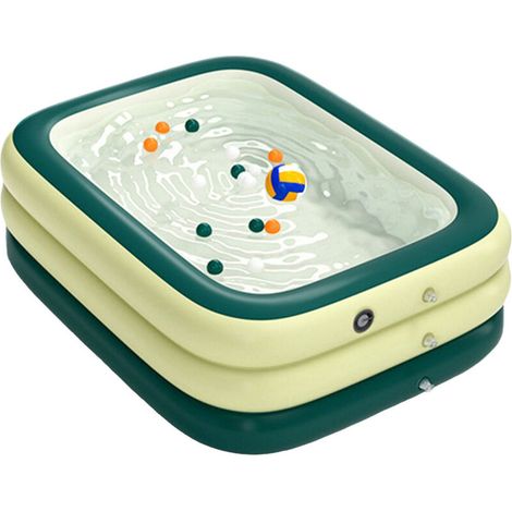 Piscine gonflable, 1.5m Trois anneaux pliable PVC épaissi piscine pour enfants, vert (1/5)
