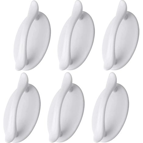 Set of 6 white self-adhesive door handles - Plastic - For doors, windows, and cabinets