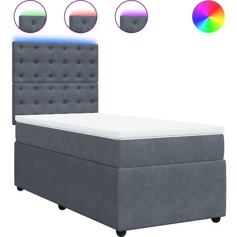 Maison Exclusive - Sommier à lattes de lit et matelas Gris foncé 90x190 cm Velours (1/5)