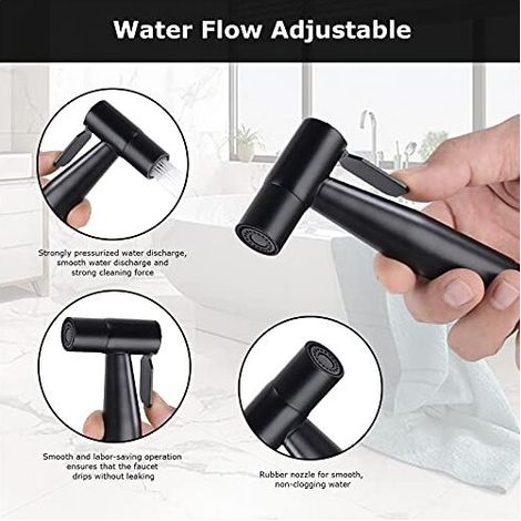 Kit de Pulvérisation de Toilette en Acier Inoxydable, Douchette à Main Bidet Avec Pulvérisateur à Pression Réglable Noir