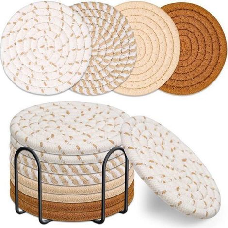 Lot de 8 dessous de verre, protège-plaques à induction, tissu absorbant — (1/5)
