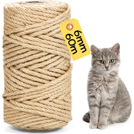 Natural Sisal Rope 6 mm x 60 m for Cat Tree DIY