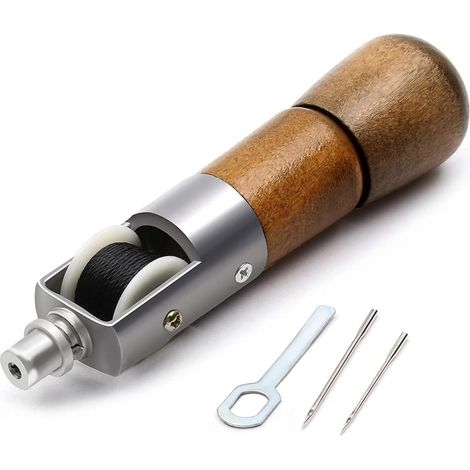 Alène en Cuir, Poinçon de Couture Appareil à Coudre Manuel, Poincon cuir Kit de Couture cuir Rapide Manuel Sewing Awl Machine à Coudre Manuelle pour Réparation Moquette, Cuir (1/5)