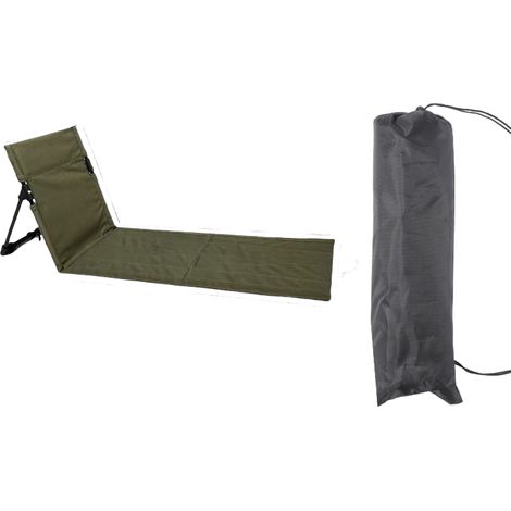 Silla de playa con respaldo y bolsa de almacenamiento portátil, ligera y plegable, perfecta para acampar y viajar (verde militar, larga). (1/4)