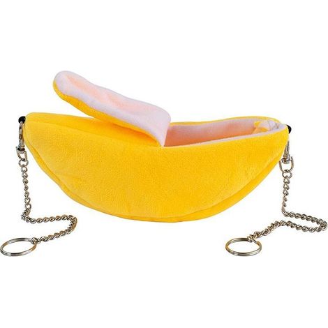 Hamac pour hamster (1 pièce) à motif banane, cage en coton, nid, convient aux petits animaux de compagnie, balançoire (couleur : jaune) (1/3)