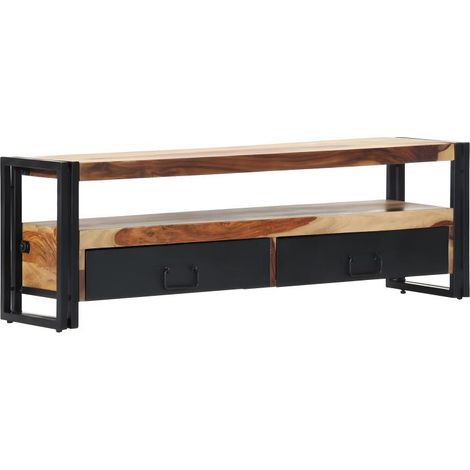 Meuble télé buffet tv télévision design pratique 120 cm bois de sesham solide (1/5)