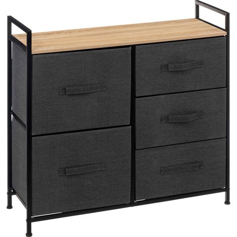 5Five Simply Smart – Commode enfant 5 tiroirs – Dimensions L. 83 x P. 29 x H. 77 cm – Panneau de fibres de bois et acier – Montage facile (1/5)