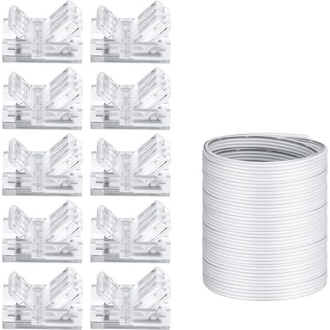 Câble D'Extension RVB Cordon 4 Broches 10 mm Connecteurs de Bande Lumineuse LED Blanc pour Bande Lumineuse LED RVB (1/4)