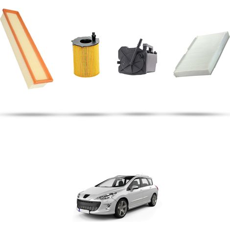 Kit tagliando 4 filtri compatibile con Peugeot 308 1.6 Hdi 66kw Dal 2007 (1/5)