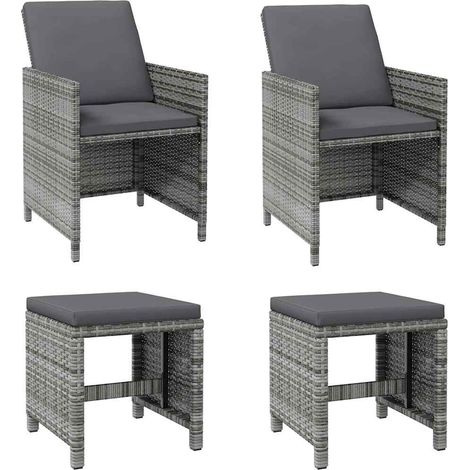Maison Exclusive - 4-tlg. Gartenstuhl und Hocker Set Poly Rattan (1/5)
