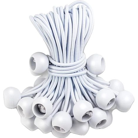 Corde elastiche a sfera, lunghezza 15 cm, struttura resistente, bianche, 10 pezzi (1/2)