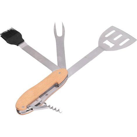 Grillwerkzeuge, Küchenutensilien, Grillgeräte, Multi-Tool-Set, faltbar, tragbar, Schaber, Bürste, Gabelöffner, Edelstahl-Grill-Set