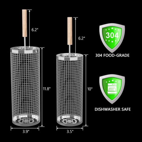 Lot de 2 paniers à roulettes pour barbecue, accessoires pour grillades extérieures (1/4)