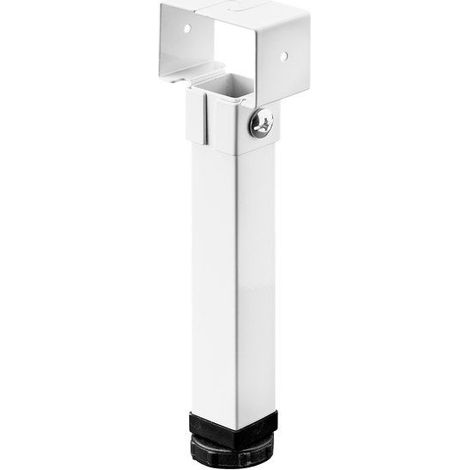 HETTICH Bettfuß quadratisch, Stahl weiß, höhenverstellbar von 24 bis 26,5 cm HETTICH