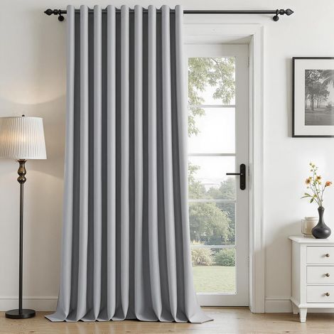 1 Panneau Rideau Occultant Thermique à Œillets 200x240cm Polyester Gris Clair pour Chambre Salon (1/5)