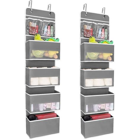Organisateur Suspendu Porte - 5 Niveaux - Poche Transparente Avec Fenêtre Visuelle - Compatible Porte Standard 5 cm - Lot de 2 (1/5)