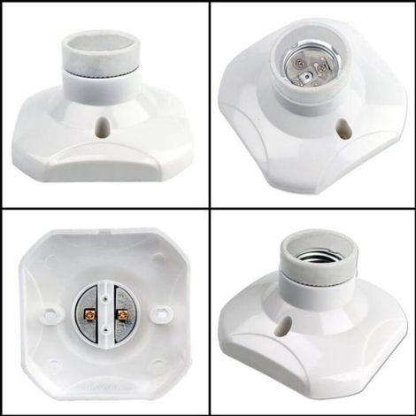 Douille Plafonnier E27 - Support Vis Pour Lampe Murale Intérieure - 230 V AC - Base Céramique Plastique Ignifugé - 1 Pièce (1/5)