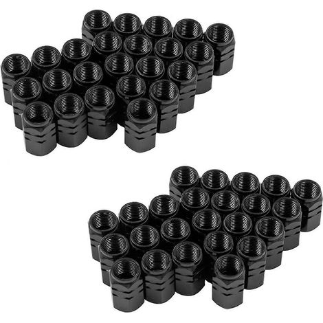 48 pièces vanne Stem Bouchons voiture Pneu vanne Stem Housses Bouchons, noir (1/4)