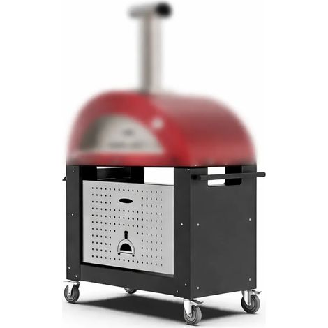 Base per Forno per 3 Pizze con Ruote Mobile da Esterno 122x60x88 cm