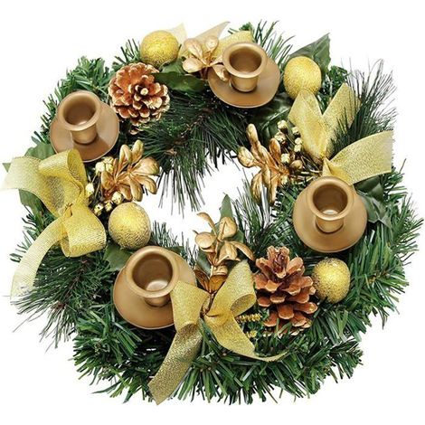 Adventskranz mit Kerzenhalter, Kunstäpfeln, Tannenzapfen und Kugeln – Tischdekoration für den Innenbereich