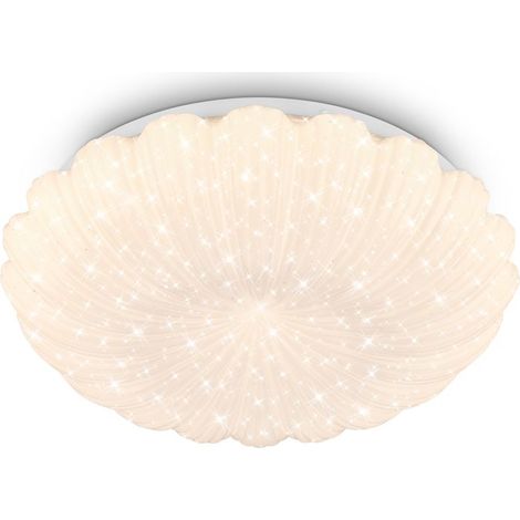Briloner Plafoniera ciel étoilé Ø28,5cm rotonda 16,5W 1700lm 3000K bianco caldo bordo ondulato bianco - Lampada soggiorno camera da letto cucina