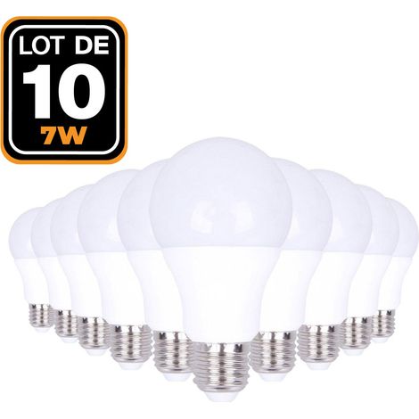 Europalamp – Lot de 10 ampoules LED E27 7W 3000K – Lumière chaude – Haute luminosité – Économie d'énergie jusqu'à 80% (1/3)
