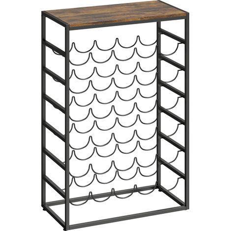 Wine Rack for 30 Bottles, Metal, Rustic Brown, 59x30x88.5 cm