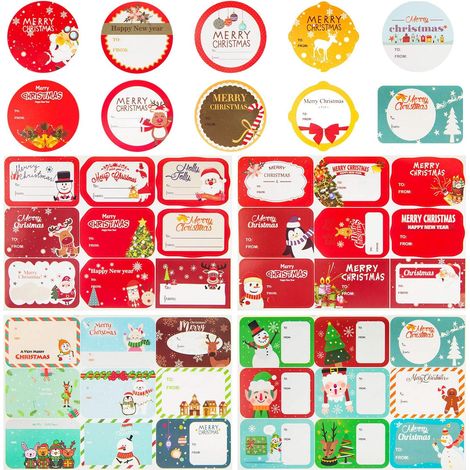 Lot de 18 Étiquettes, motifs Noël, autocollantes, repositionnables, pour cadeaux, amis (1/5)